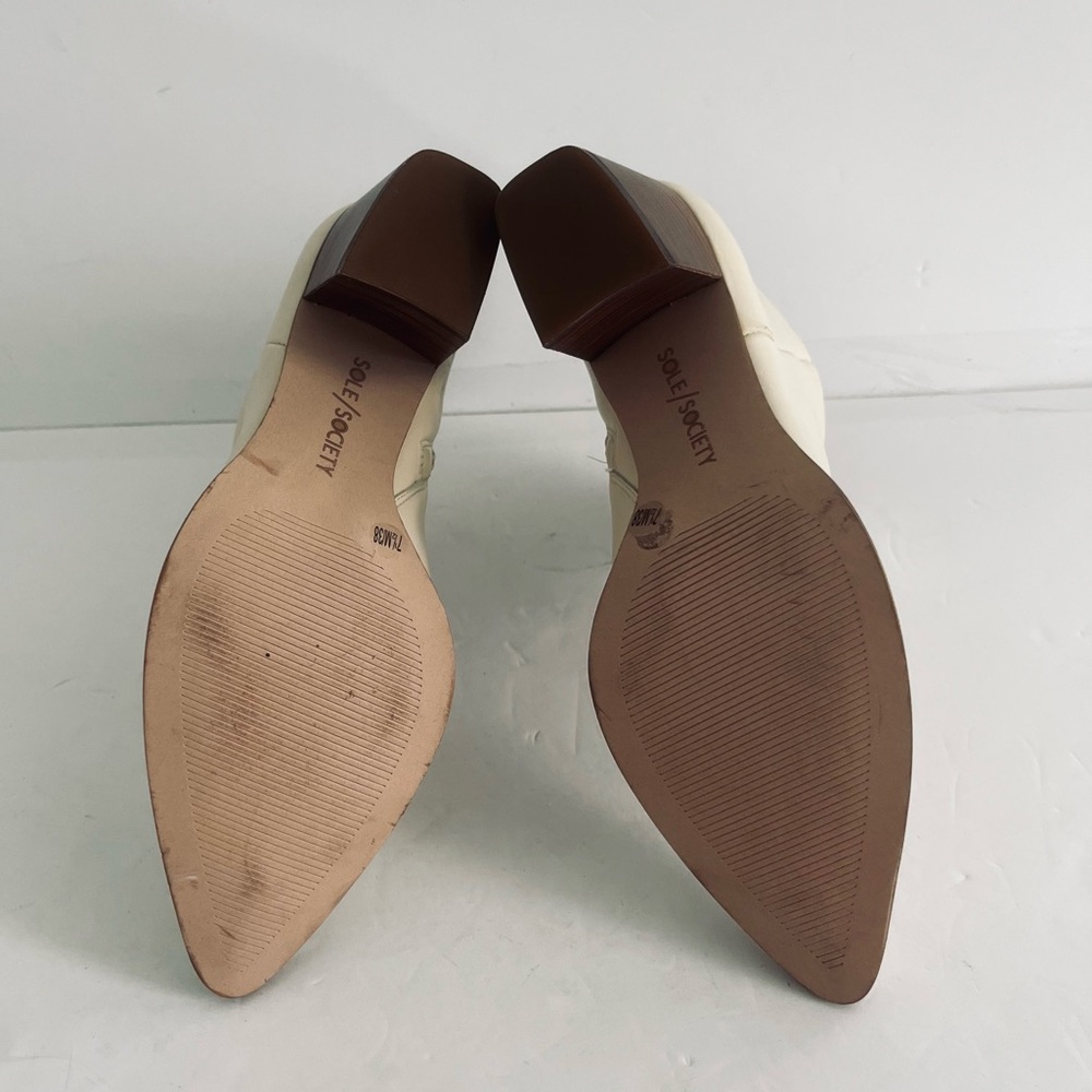 Sole Society $99 Desiray Cream Leather Pointed Toe Booties Size 7.5, 10 & 11 NEW - Picture 8 of 8